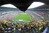 Eagle Carrying a Camera Gives Bird's Eye View of Packed Soccer Stadium in Mexico