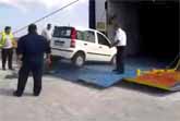 Loading A Ferry During Rough Seas In Greece